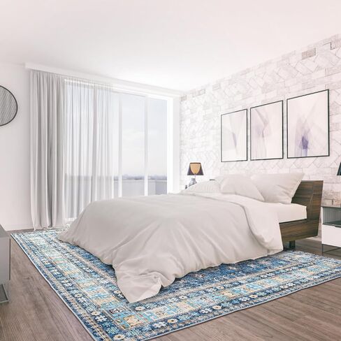 Vintage Area Rugs 8x10 Washable Rugs for Living Room, Bedroom, Kids Room, Stain & Water Resistant Non-Slip, Pet & Child Friendly in Saudi Arabia