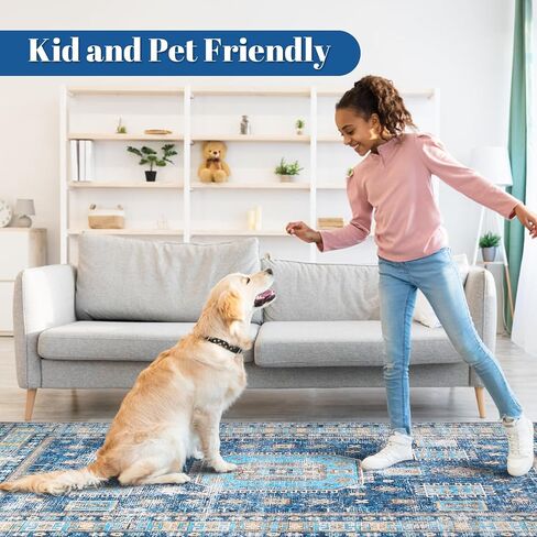 Vintage Area Rugs 8x10 Washable Rugs for Living Room, Bedroom, Kids Room, Stain & Water Resistant Non-Slip, Pet & Child Friendly in Saudi Arabia