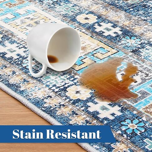 Vintage Area Rugs 8x10 Washable Rugs for Living Room, Bedroom, Kids Room, Stain & Water Resistant Non-Slip, Pet & Child Friendly in Saudi Arabia