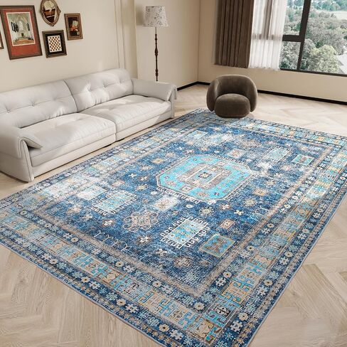 Vintage Area Rugs 8x10 Washable Rugs for Living Room, Bedroom, Kids Room, Stain & Water Resistant Non-Slip, Pet & Child Friendly in Saudi Arabia