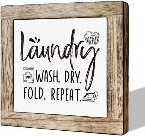Laundry Room Decor, Wooden Box Signs for Home Decor, Laundry Sign, Farmhouse Laundry Room Decor, Decorative Wooden Table Sign, Laundry Room Shelf Table Decoration, Wash and Dry Open 24 Hours Sign in Kuwait