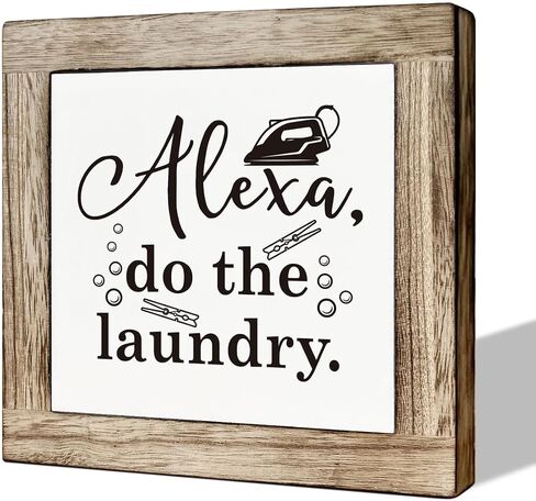 Laundry Room Decor, Wooden Box Signs for Home Decor, Laundry Sign, Farmhouse Laundry Room Decor, Decorative Wooden Table Sign, Laundry Room Shelf Table Decoration, Wash and Dry Open 24 Hours Sign in Kuwait
