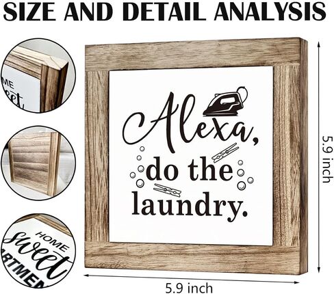 Laundry Room Decor, Wooden Box Signs for Home Decor, Laundry Sign, Farmhouse Laundry Room Decor, Decorative Wooden Table Sign, Laundry Room Shelf Table Decoration, Wash and Dry Open 24 Hours Sign in Kuwait