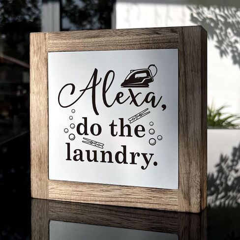 Laundry Room Decor, Wooden Box Signs for Home Decor, Laundry Sign, Farmhouse Laundry Room Decor, Decorative Wooden Table Sign, Laundry Room Shelf Table Decoration, Wash and Dry Open 24 Hours Sign in Kuwait