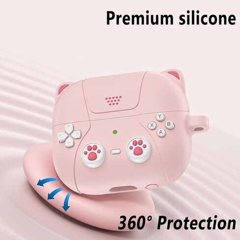 Geiomoo 3D Cute Cat Silicone Case for Galaxy Buds 3 Pro, Galaxy Buds 3, Funny Cartoon Game Design Protective Cover with Carabiner (Dark Gray) in Saudi Arabia