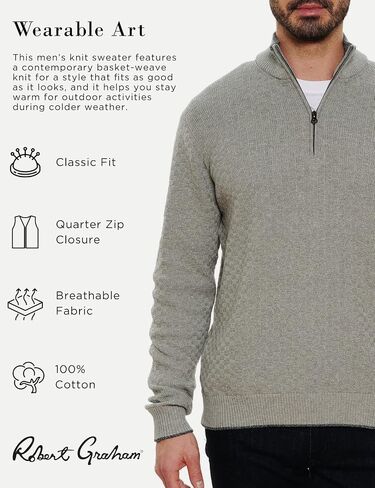 Robert Graham Hervey, Long-Sleeve Quarter-Zip Sweater for Men in Saudi Arabia