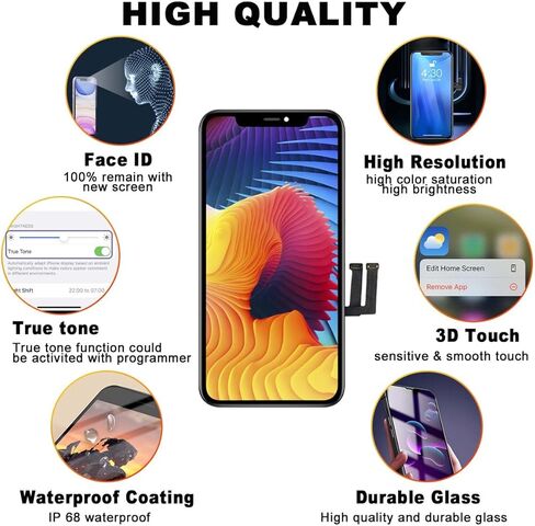 طقم استبدال شاشة iPhone 13 Pro مقاس 6.1 بوصة، شاشة COF Full HD LCD محول رقمي لشاشة تعمل باللمس ثلاثية الأبعاد تجميع كامل + أدوات إصلاح + واقي شاشة، التوافق A2638 A2483 A2636 A2639 A2640 in Saudi Arabia