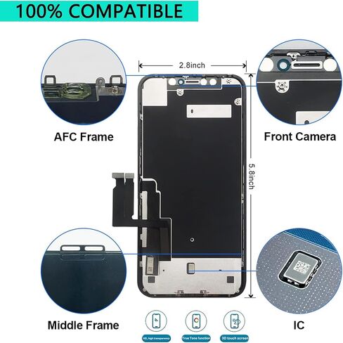 طقم استبدال شاشة iPhone 13 Pro مقاس 6.1 بوصة، شاشة COF Full HD LCD محول رقمي لشاشة تعمل باللمس ثلاثية الأبعاد تجميع كامل + أدوات إصلاح + واقي شاشة، التوافق A2638 A2483 A2636 A2639 A2640 in Saudi Arabia