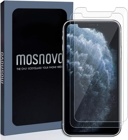 واقي شاشة زجاجي ممتاز من MOSNOVO لهاتف iPhone 14 / iPhone 13 / iPhone 13 Pro [يتضمن إطار التوجيه] (عبوة من قطعتين) [سهل التثبيت] [مضاد للخدش] [وضوح عالي الدقة متطور] [خالي من الفقاعات] [صديق للحافظة] in Kuwait