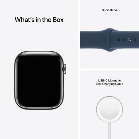 Apple Watch Series 7 GPS + Cellular, 45mm Midnight Aluminum Case with Midnight Sport Band - Regular (Renewed) in Kuwait