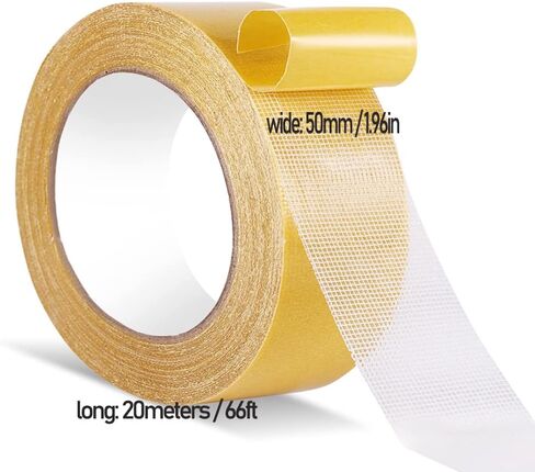 شريط قماشي مزدوج الجوانب عالي التحمل، شريط قماشي متين، سهل الإزالة بدون بقايا، لاصق للغاية للسجاد والملابس وما إلى ذلك. (2 سم/0.78 بوصة × 66 قدم/20 متر) in Kuwait