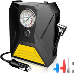 LONLEEYU Tire Inflator Air Compressor, 12V DC Portable Air Pump with Digital Pressure Gauge and Emergency LED Light for Car Tires, Up to 150PSI for Bicycle, Balloons