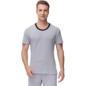 INK+IVY Men's Sleepwear Pajama Top Long Sleeve Crewneck T-Shirt, Soft Sueded Jersey Tee Loungewear, Undershirt