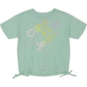 Calvin Klein Girls' Logo T-Shirt with Front Tie Knot, Short Sleeve Tee with Tagless Interior in Saudi Arabia