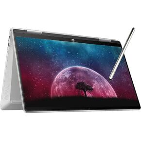 2022 HP Pavilion x360 كمبيوتر محمول 2 في 1 بشاشة لمس 14 بوصة، الجيل الثاني عشر Intel 10-Core i5-1235U، Intel Iris Xe Graphics، ذاكرة الوصول العشوائي DDR4 سعة 8 جيجابايت، 512 جيجابايت PCIE SSD، بصمة الإصبع، لوحة مفاتيح بإضاءة خلفية، قلم ستايلس، ويندوز 11 ه
