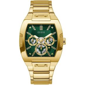 GUESS Men's Trend Multifunction Tonneau 43mm Watch – Gold-Tone Dial & Stainless Steel Case with White Silicone Strap in Saudi Arabia