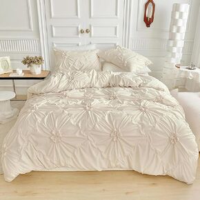 Nayoroom Boho Striped Duvet Cover Set Queen Size Beige Khaki Tufted Textured Bedding Sets 3 Pieces Soft Lightweight Washed Microfiber Aesthetic Comforter Cover with Zipper Closure for All Seasons