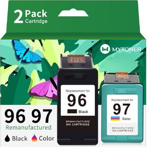 MYTONER 96/97 Remanufactured Ink Cartridge Replacement for HP 96 97 C8767WN C9363WN Ink for Deskjet 6520 5740 6940 6830 6980 Officejet 7310 7410 7210 Printer ( Black Tri-Color, 2-Pack)