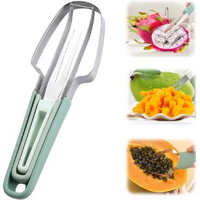 3-in-1 Watermelon Cutter Slicer Tool, 2024 New Stainless Steel Watermelon Popsicle Cutter Slicer Tool, Multi Watermelon Slicer Melon Cutter for Camping Kitchen Gadgets (Green)