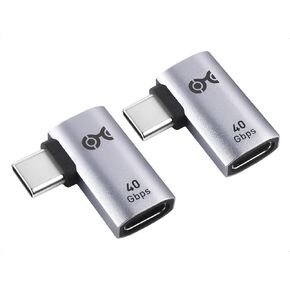 Cable Matters Combo-Pack 40Gbps Right Angle USB-C Adapter Kit with 240W PD (90 Degree USB C Adapter) in Black - Thunderbolt 4, USB4, and Thunderbolt 3 Port Compatible