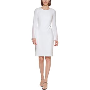 Calvin Klein womens Scuba Crepe Dress With Long Slit Sleeves