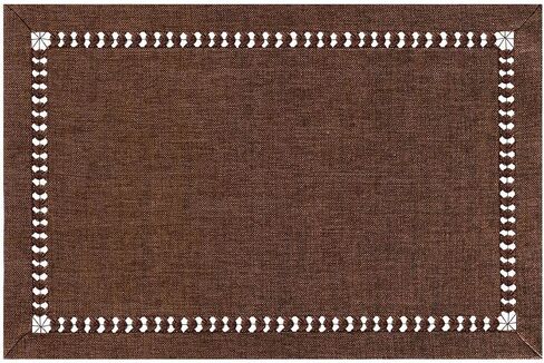 Grelucgo Hemstitch Chocolate Brown Table Runner, Dresser Scarf, Solid Color (14 x 72 Inch) in Saudi Arabia