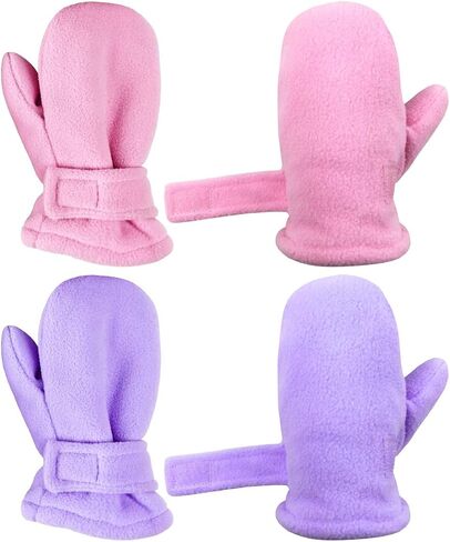 N'Ice Caps 2 Pairs Little Kids Baby Fleece Mittens - Easy-on Sherpa Lined Pack in Kuwait