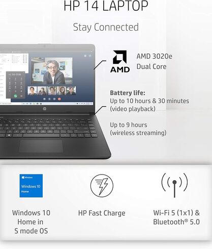لاب توب اتش بي - 14-fq0030nr 14، ايه ام دي 3020، رام 4 جيجابايت، ذاكرة تخزين اي ام ام سي، شاشة 14 انش، ويندوز 10 هوم ان اس مود، عمر بطارية طويل، مايكروسوفت 365، (14-fq0030nr، 2020) وردي شاحب in Kuwait
