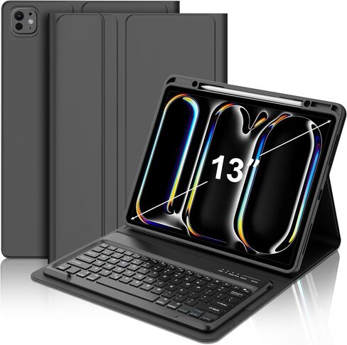JADEMALL Keyboard Case for iPad Pro 13 inch (M4) 7th Generation 2024, Wireless Bluetooth, Detachable Keyboard with Pencil Holder, Sleep/Wake Synthetic Leather Folio, Deep Green in Saudi Arabia