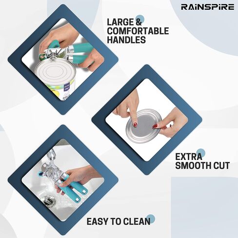 فتاحة علب يدوية من Rainspire، فتاحة علب يدوية قوية، قطع حافة ناعمة، فتاحة علب شديدة التحمل، مقبض ناعم مريح، فتاحة زجاجات مدمجة، أسود in Kuwait