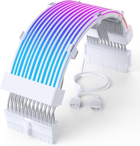 Sirlyr 2 x 8 Pin RGB GPU Cable,Addressable PSU PCIE Cables Extensions - for PC Graphic Card Power Supply,ARGB Computer Case Setup,Thin LED Strip White Connector Style 13In in Saudi Arabia
