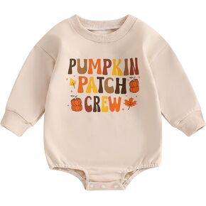 Hnyenmcko Newborn Baby Boy Girl Halloween Outfit Pumpkin Sweatshirt Romper Oversized Bubble Onesie Halloween Baby Clothes