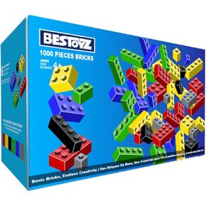Bestoyz 1000 Pieces Building Blocks, Bulk Classic Building Bricks Toy, Big Box of Basic Bricks, Compatible with Major Brands, Educational Construction Toys & Gifts for Kids 6+