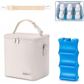 BABEYER Breastmilk Cooler Bag with Ice Pack Fits 6 Baby Bottles Up to 9 Ounce, Baby Bottle Bag with Shoulder Strap for Nursing Mom Daycare,Dark Grey in Saudi Arabia