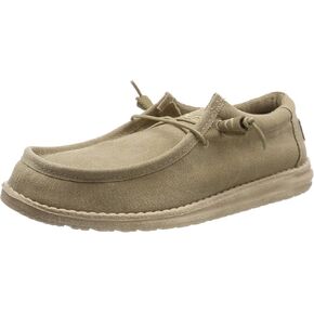 Hey Dude Men's Wally Canvas Chestnut Size 11 | Men’s Shoes | Men's Lace Up Loafers | Comfortable & Light-Weight