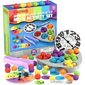 DAKDAKB Counting Cupcake Toys, Matching Games Color Sorting Toys for Toddlers Preschool Learning Activities for Math Manipulatives Educational Sensory Montessori Toy Sets Gift for Kids Aged 3+