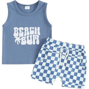 Rtnnsbbfcm Toddler Baby Boy Summer Clothes Sleeveless Letter Print Vest Top Palm Dinosaur Shorts 2Pcs Casual Outfit