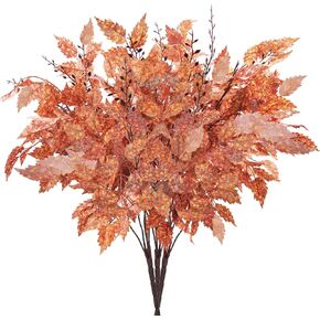 3 قطع من سيقان أوراق الأوكالبتوس الصناعية، 99.7 سم وهمية من أوراق الأوكالبتوس الخريفية للمنزل وحفلات الزفاف والمكتب وعيد الشكر لتزيين الطاولة المركزية (برتقالي أحمر أصفر) in Kuwait