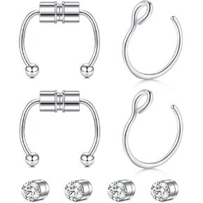 Longita Fake Nose Ring Hoop Magnetic Nose Ring Fake Nose Ring Stud Magnetic Nose Stud Fake Nose Piercing Magnetic Earrings for Women in Saudi Arabia