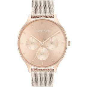 Calvin Klein Women's Quartz Ionic Gold Plated Steel and Mesh Bracelet Watch, Color: Gold Plated (Model: 25200003)