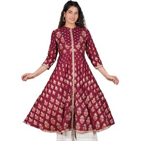 YASH GALLERY Women's Rayon Floral Printed Anarkali Kurta