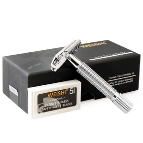 WEISHI Safety Razor Double Edge Nostalgic Long Handle Butterfly Open Razor