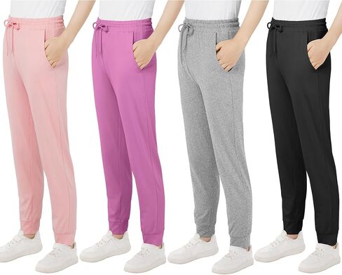 Resinta Girls' Dry-Fit Jogger Sweatpants Lounge Soft Athletic Performance Kids Joggers with Pockets & Drawstring in Kuwait
