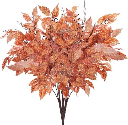 3 قطع من سيقان أوراق الأوكالبتوس الصناعية، 99.7 سم وهمية من أوراق الأوكالبتوس الخريفية للمنزل وحفلات الزفاف والمكتب وعيد الشكر لتزيين الطاولة المركزية (برتقالي أحمر أصفر) in Kuwait