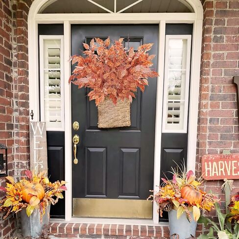 3 قطع من سيقان أوراق الأوكالبتوس الصناعية، 99.7 سم وهمية من أوراق الأوكالبتوس الخريفية للمنزل وحفلات الزفاف والمكتب وعيد الشكر لتزيين الطاولة المركزية (برتقالي أحمر أصفر) in Kuwait