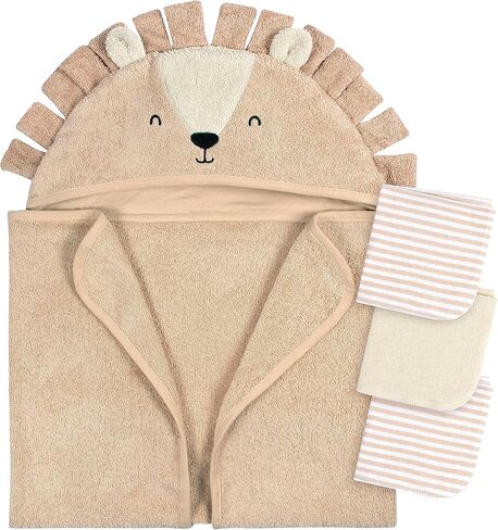 Gerber Baby 4 Piece Animal Character Hooded Towel and Washcloth Set, Blue Shark, One Size in Kuwait
