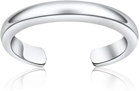 Hoops & Loops 925 Sterling Silver High Polished Tarnish Resistant Hypoallergenic Plain Simple Minimalist Open Toe Ring for Women Men Teen Girls, Silver, Yellow Gold, Rose Gold, Black in Kuwait
