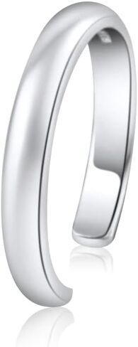 Hoops & Loops 925 Sterling Silver High Polished Tarnish Resistant Hypoallergenic Plain Simple Minimalist Open Toe Ring for Women Men Teen Girls, Silver, Yellow Gold, Rose Gold, Black in Kuwait