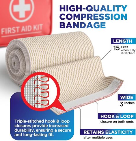 Premium Elastic Bandage Wrap - 4" (5pk) - Strong Compression - Self-Closing Reusable Bandages for Legs and Arms - Wrist, Elbow, Foot, Knee Wrap in Saudi Arabia