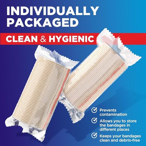 Premium Elastic Bandage Wrap - 4" (5pk) - Strong Compression - Self-Closing Reusable Bandages for Legs and Arms - Wrist, Elbow, Foot, Knee Wrap in Saudi Arabia